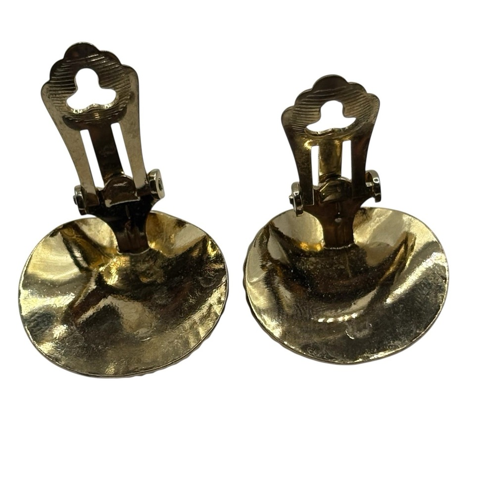 Christian Dior Earrings Sea Shell Clip On Vintage 70s Gold Tone Vacation Germany - Picture 8 of 16